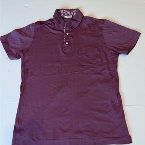 Brioni Polo Shirt Mens L Purple Cotton Polo Short Sleeve Made in Italy